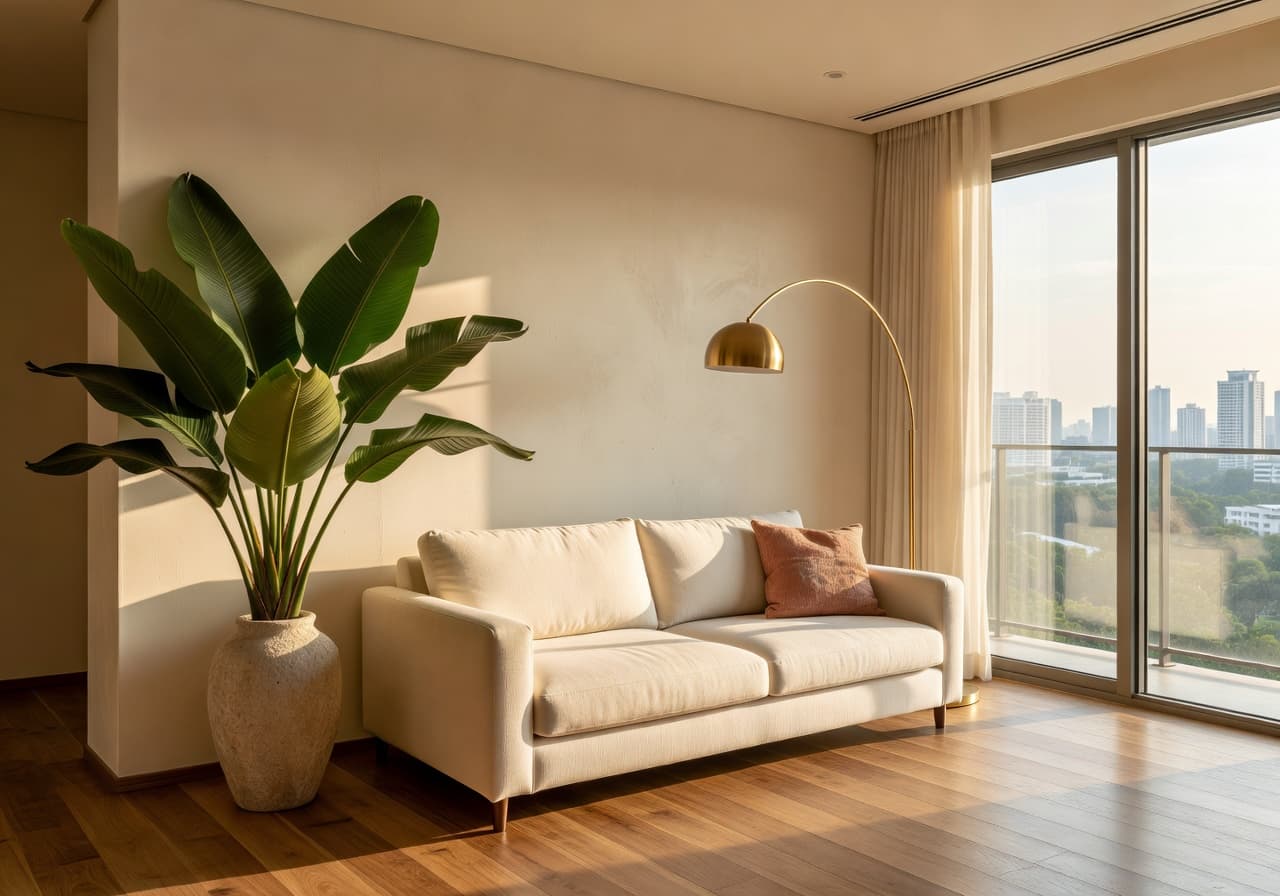 AI interior design redesign for a Bangkok condo living room