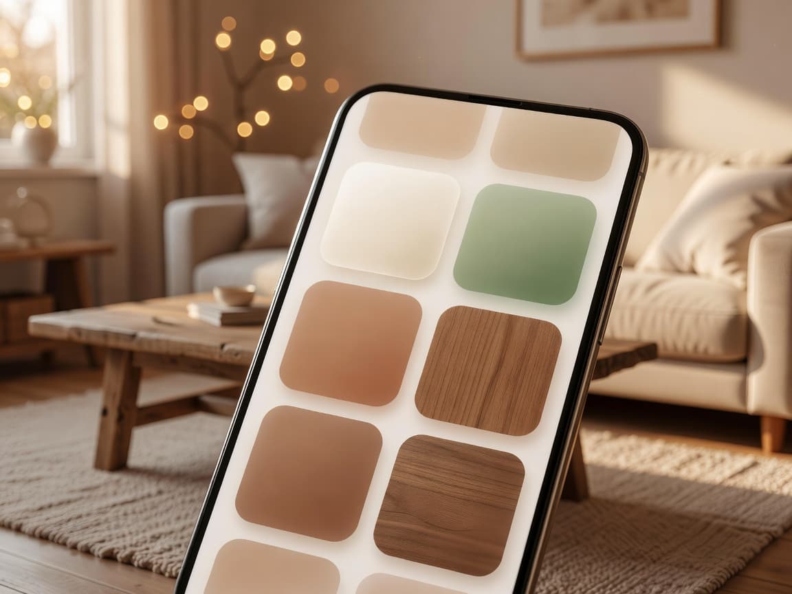 Phone screen showing interior style options in an AI interior design app, including Japandi and modern condo