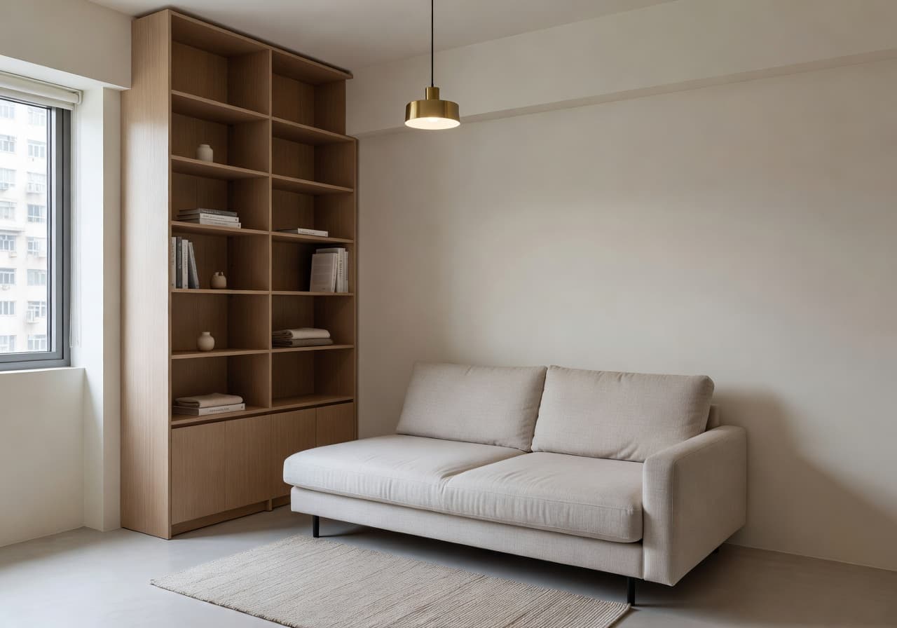 AI small apartment design redesign for a Hong Kong micro-flat living room