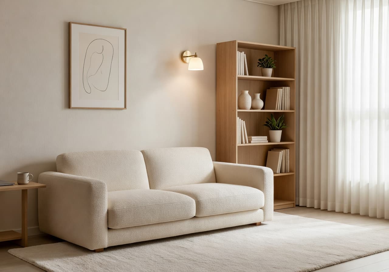 AI room redesign of a Seoul studio apartment in Korean minimalist style